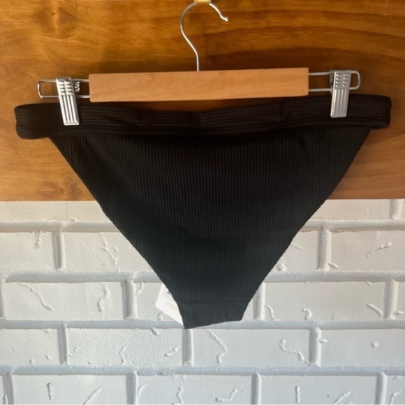 Andie Swimwear The Banded Cheeky Rib Bottom, Black,  Size Large - Picture 5 of 9